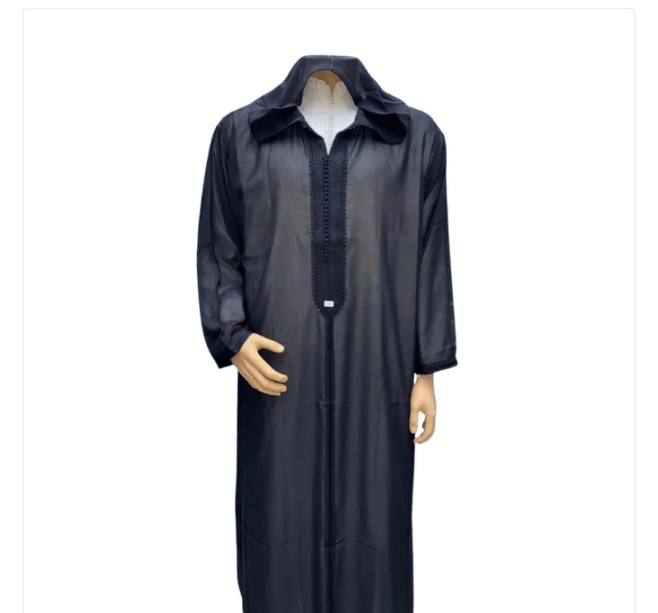 جلابة رجالية سوداء بقبعة